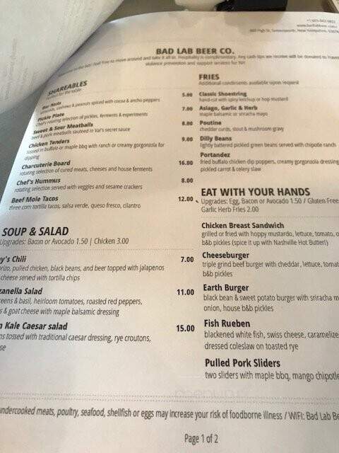 Bad Lab Beer Co - Somersworth, NH menu_pic