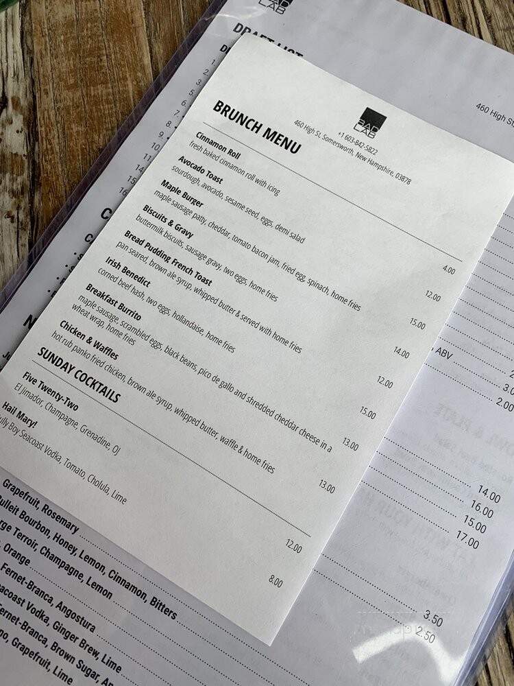 Bad Lab Beer Co - Somersworth, NH menu_pic