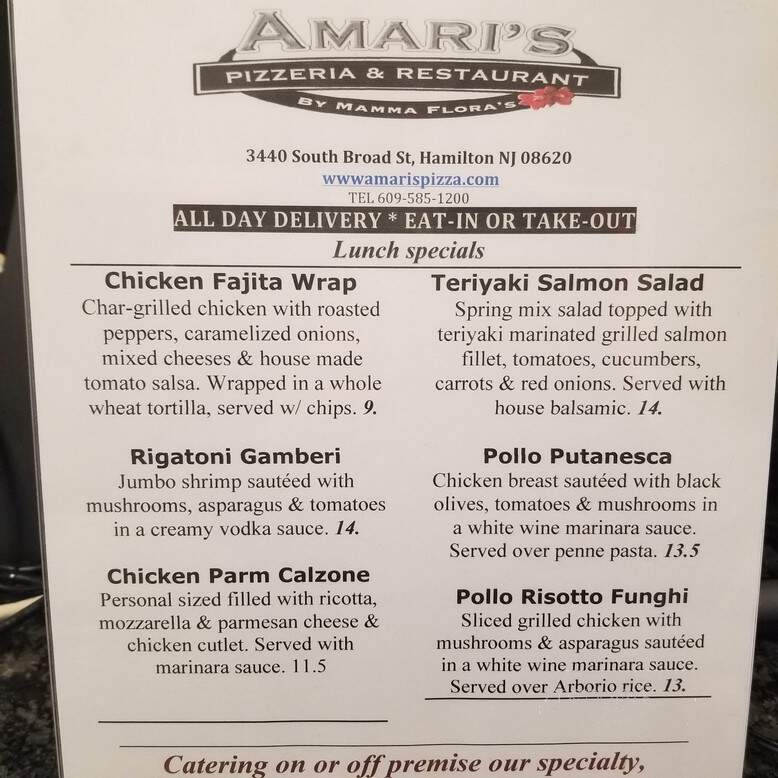 Amari's Pizzeria & Restaurant - Hamilton, NJ menu_pic