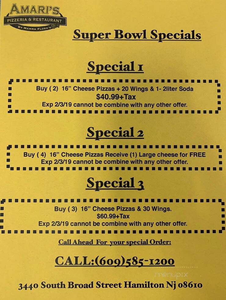 Amari's Pizzeria & Restaurant - Hamilton, NJ menu_pic