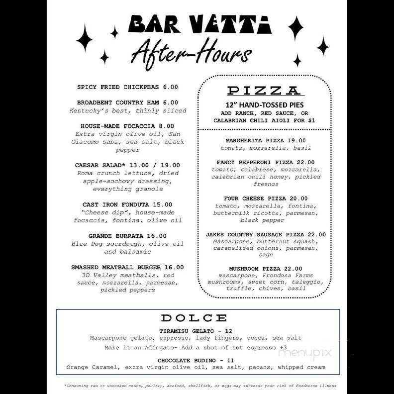 Bar Vetti - Louisville, KY menu_pic