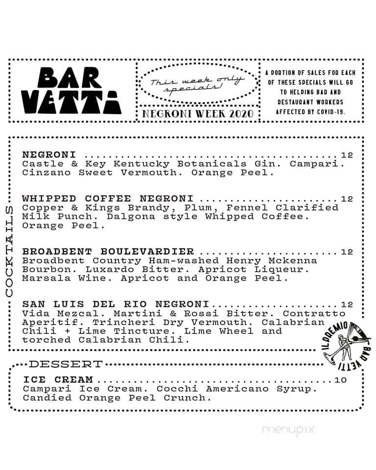 Bar Vetti - Louisville, KY menu_pic