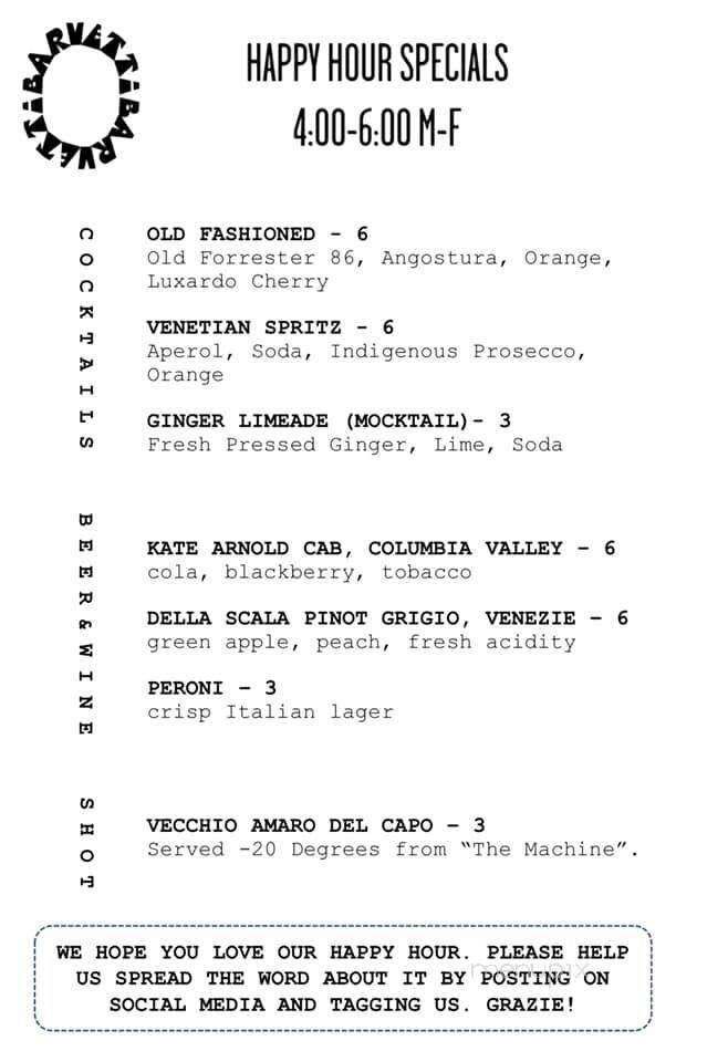 Bar Vetti - Louisville, KY menu_pic