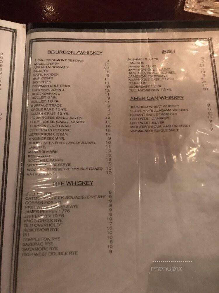 Basin Street Lounge - Alexandria, VA menu_pic