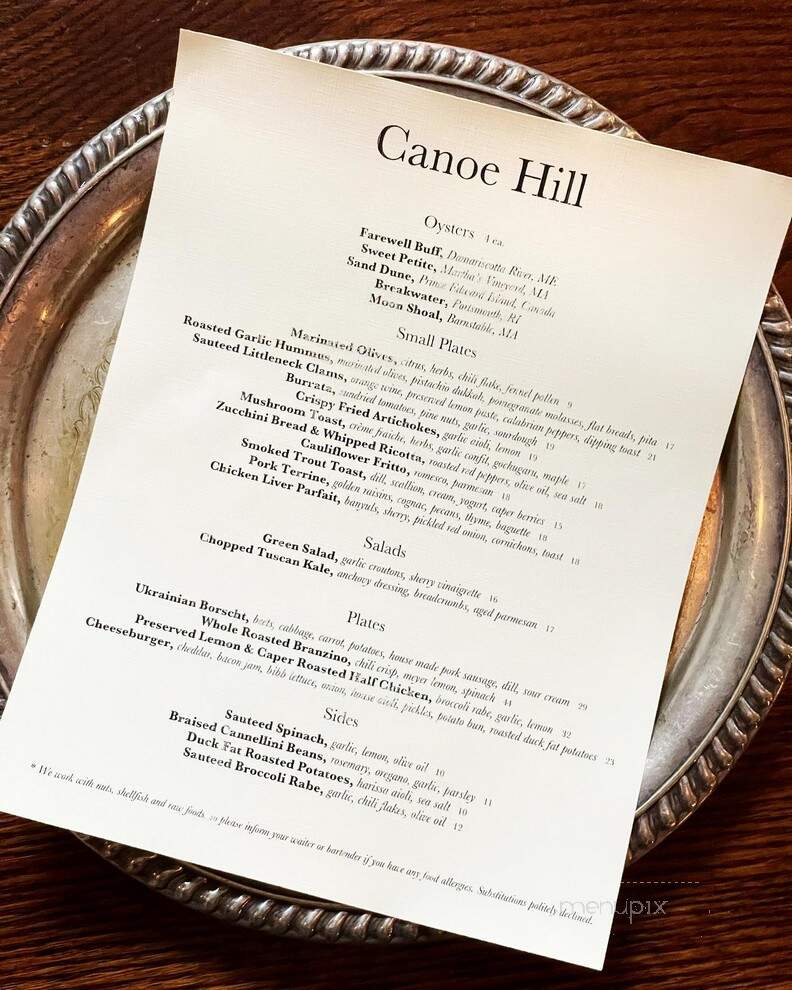 Canoe Hill - Millbrook, NY menu_pic