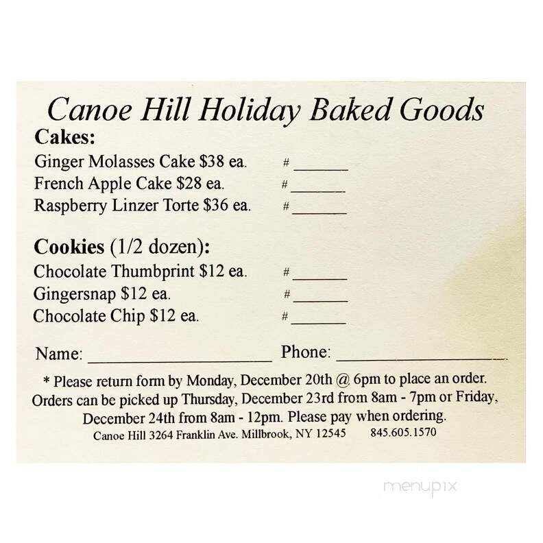 Canoe Hill - Millbrook, NY menu_pic
