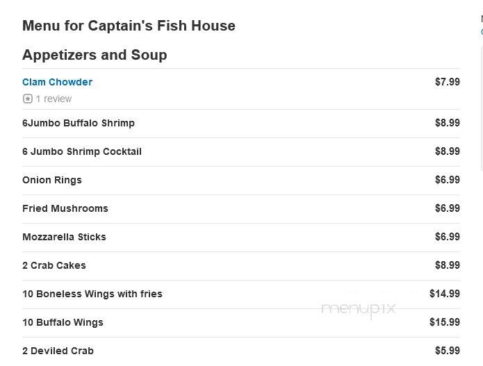 Captain's Fish House - Jamestown, NC menu_pic