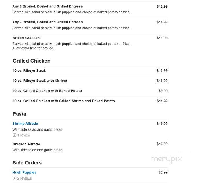 Captain's Fish House - Jamestown, NC menu_pic