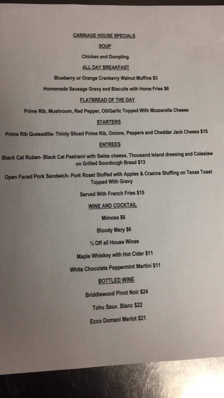 Castle In The Clouds - Moultonborough, NH menu_pic