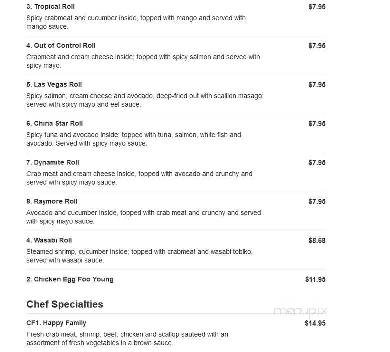 Chin Chin Hibachi Express - Snellville, GA menu_pic