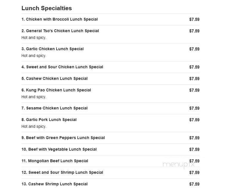 Chin Chin Hibachi Express - Snellville, GA menu_pic