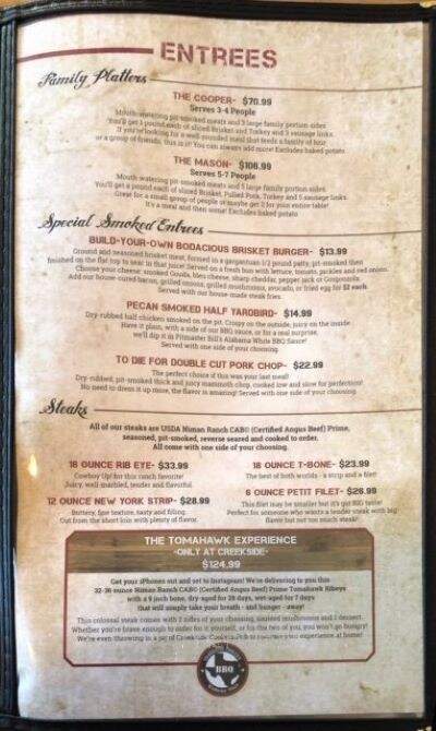 Creekside Cookers BBQ - Wimberley, TX menu_pic