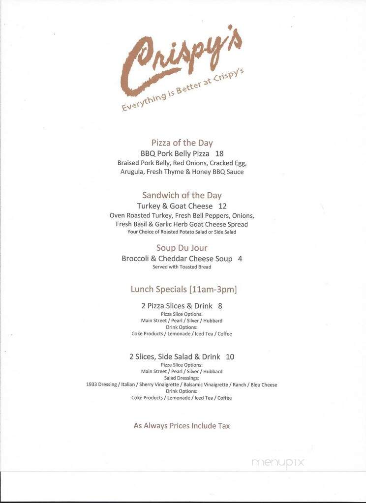 Crispy's Springfield Gallery - Jacksonville, FL menu_pic