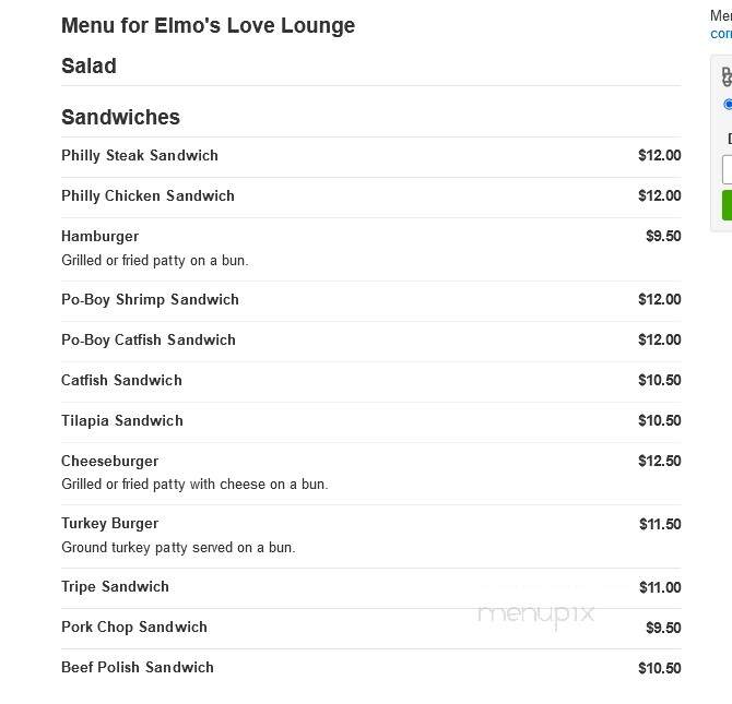 Elmo's Love Lounge - St. Louis, MO menu_pic