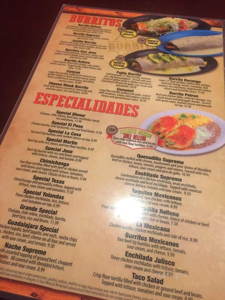 El Paso Mexican Grill - Pittsburgh, PA menu_pic