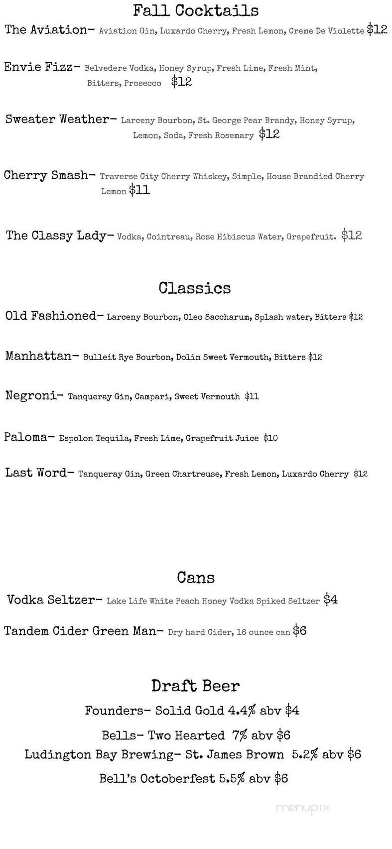 EnVie - Lansing, MI menu_pic