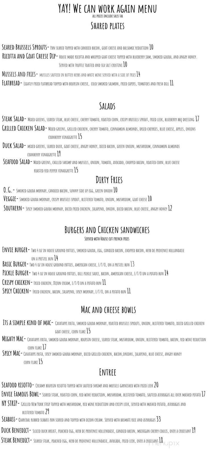 EnVie - Lansing, MI menu_pic