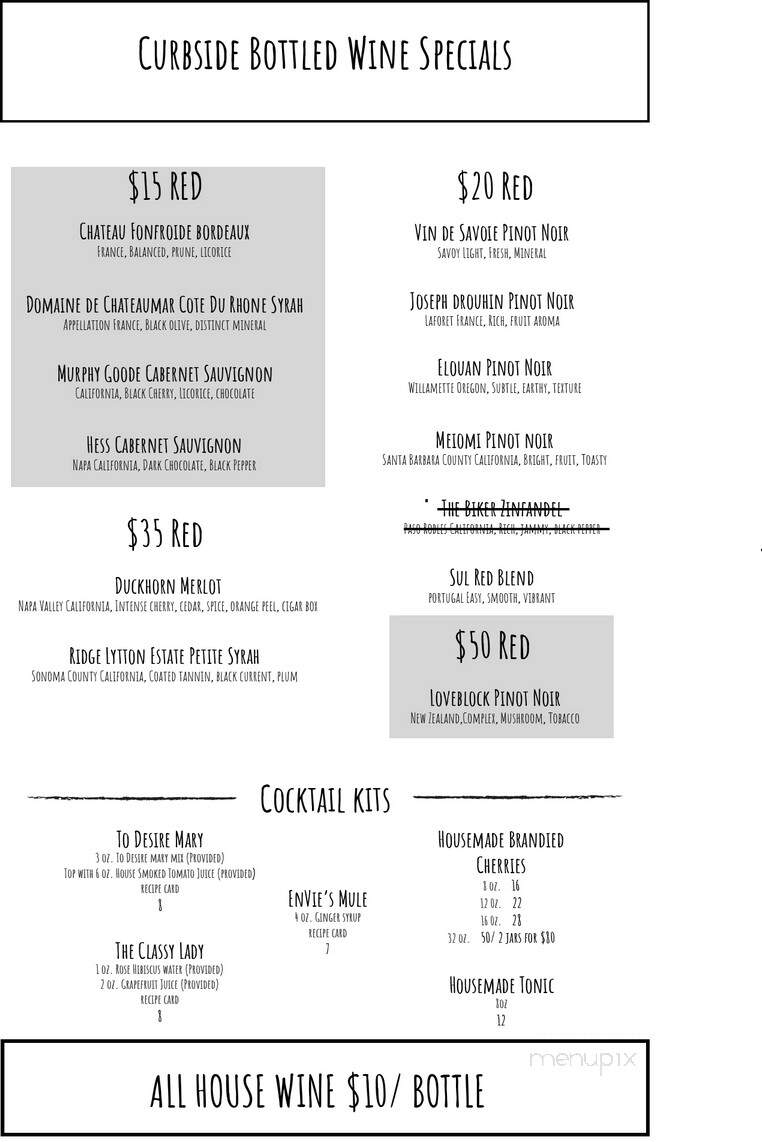 EnVie - Lansing, MI menu_pic