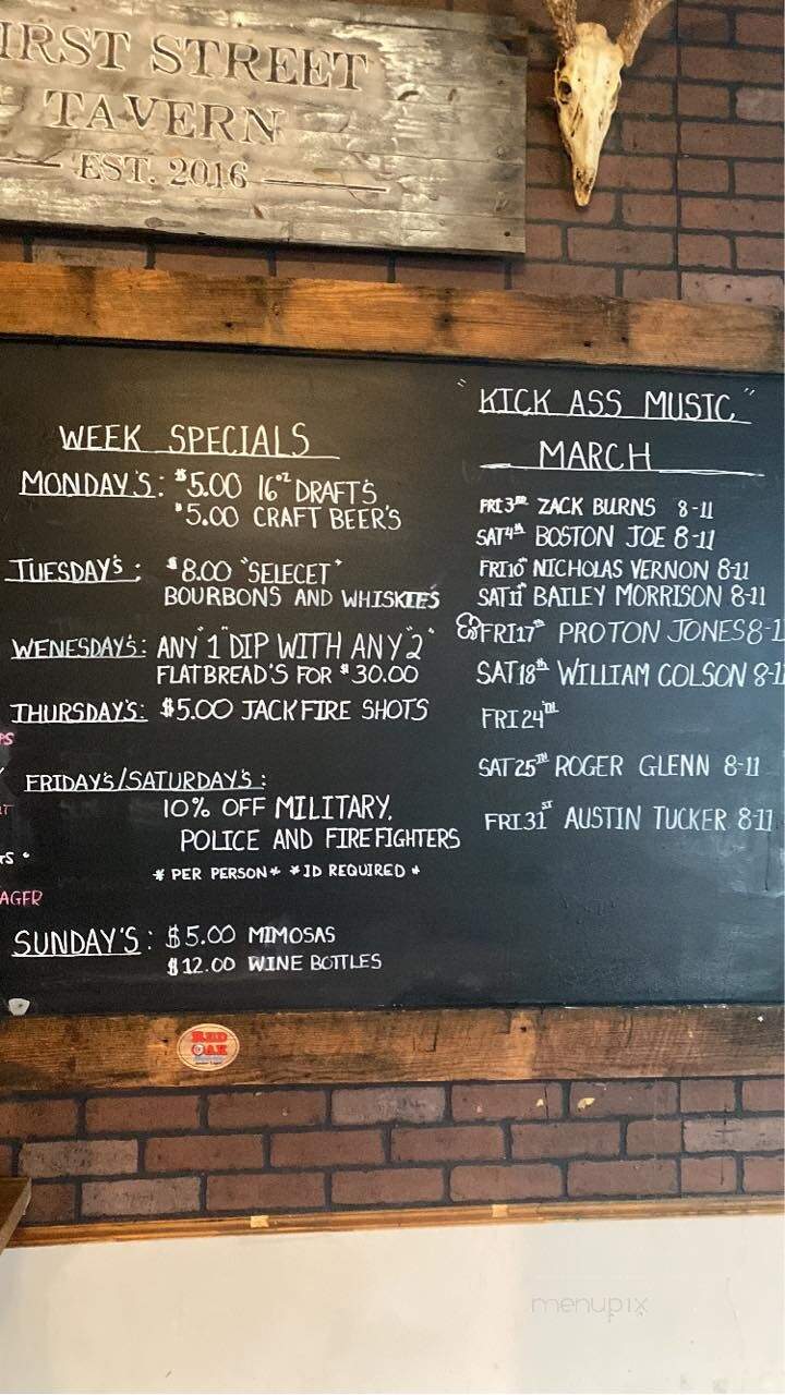 First Street Tavern - Clayton, NC menu_pic