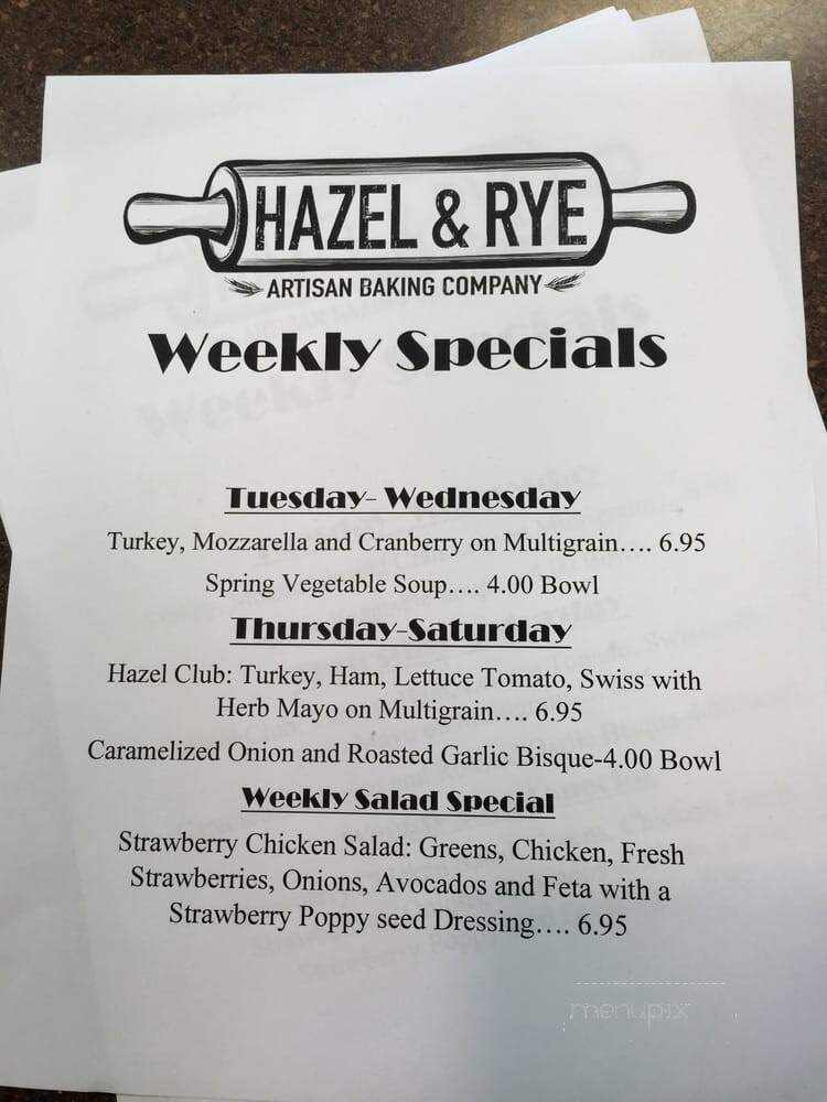 Hazel and Rye Artisan - Canton, OH menu_pic