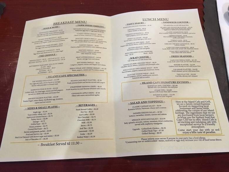 Island Cafe & Grill - Hyannis, MA menu_pic
