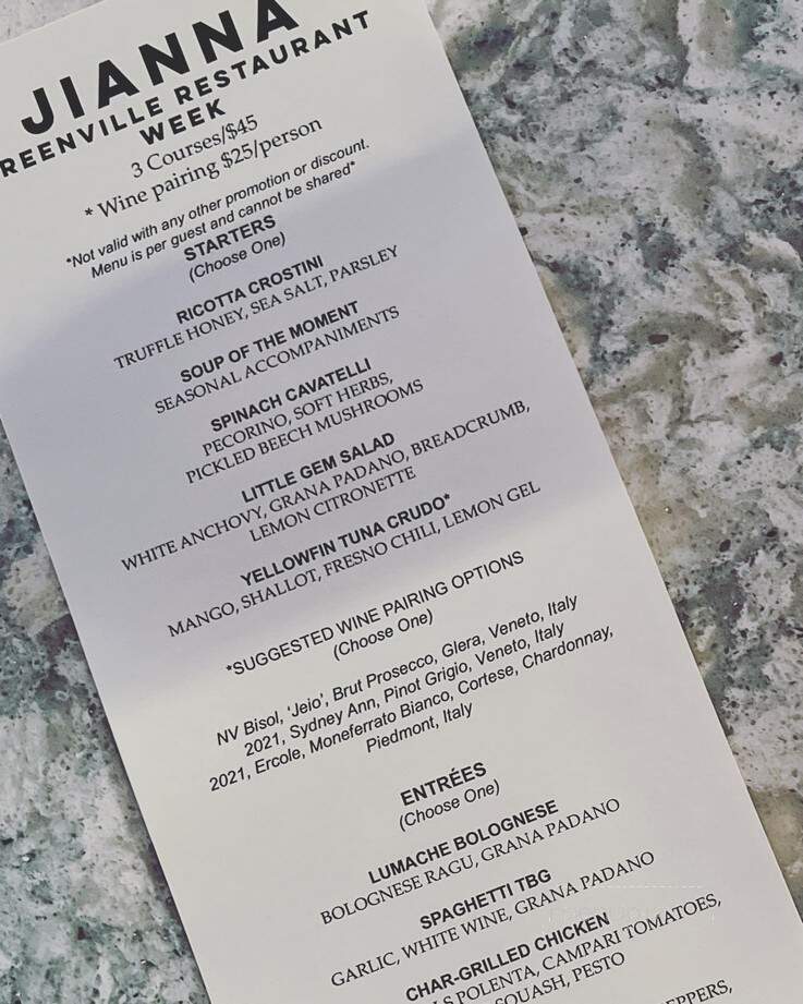 Jianna - Greenville, SC menu_pic