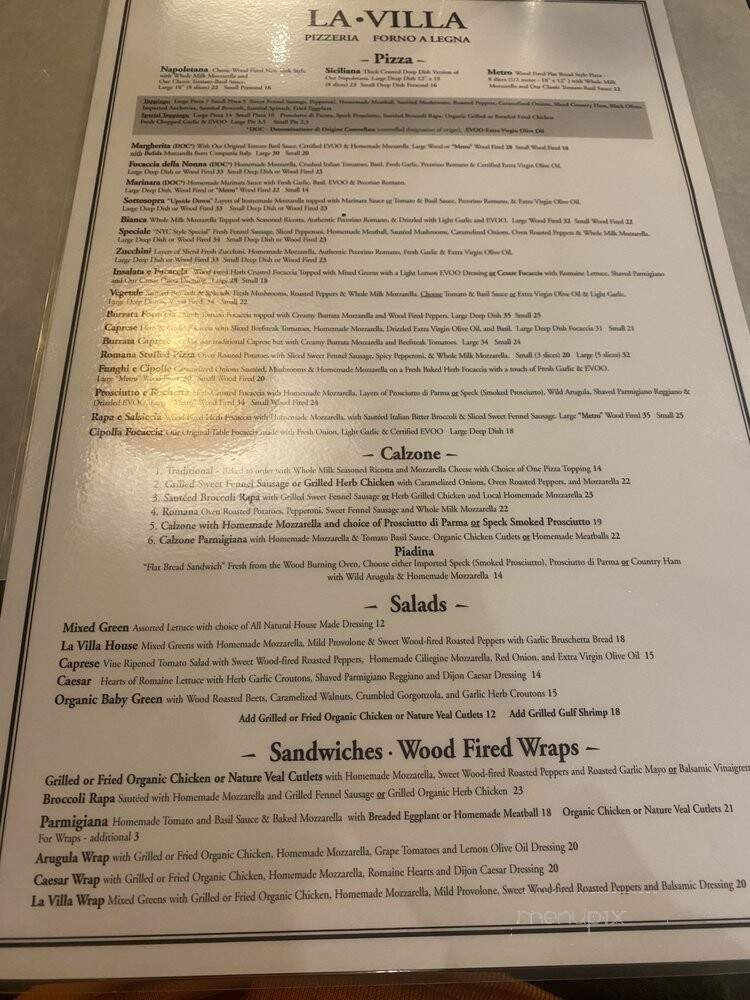 La Villa Pizzeria - Brooklyn, NY menu_pic