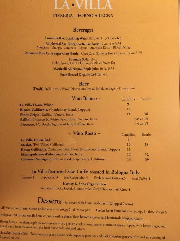 La Villa Pizzeria - Brooklyn, NY menu_pic