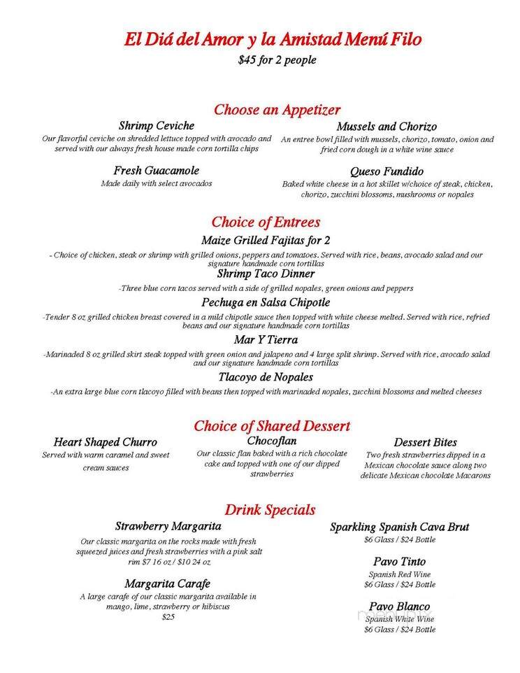 Maize at the Station - Champaign, IL menu_pic