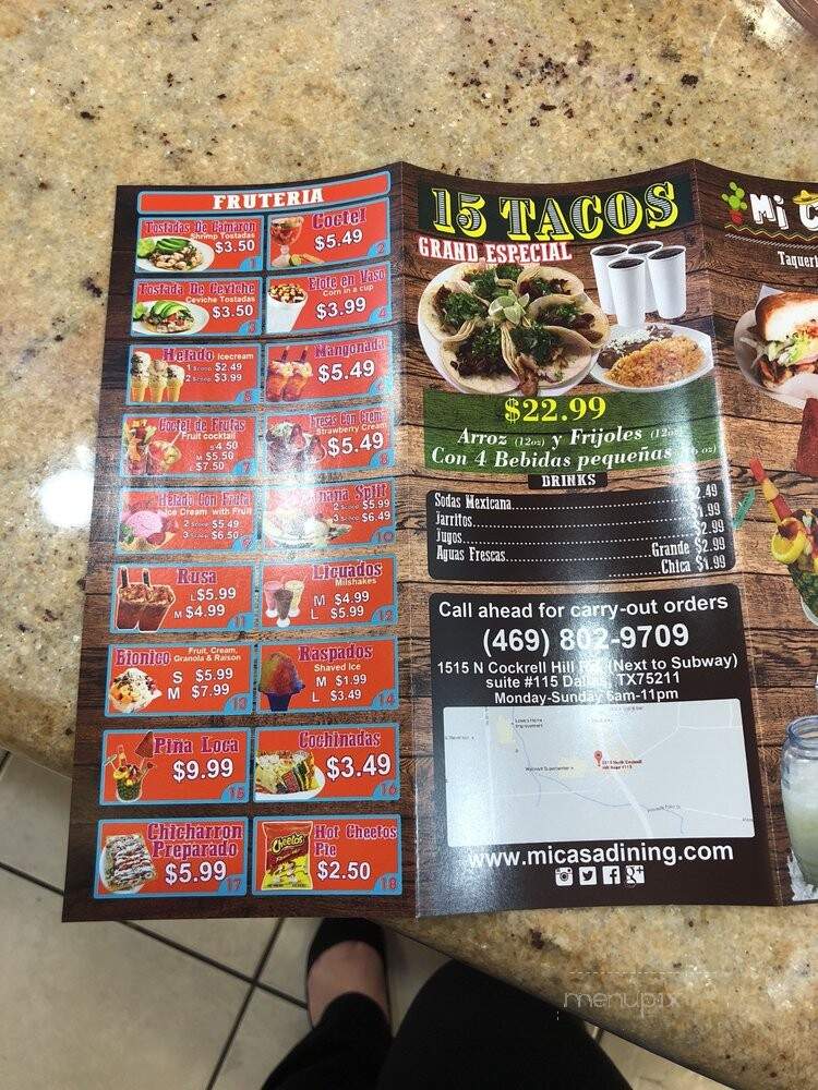 Mi Casa Taqueria & Fruteria - Dallas, TX menu_pic