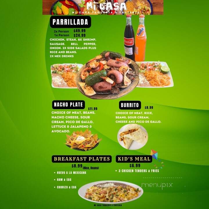 Mi Casa Taqueria & Fruteria - Dallas, TX menu_pic