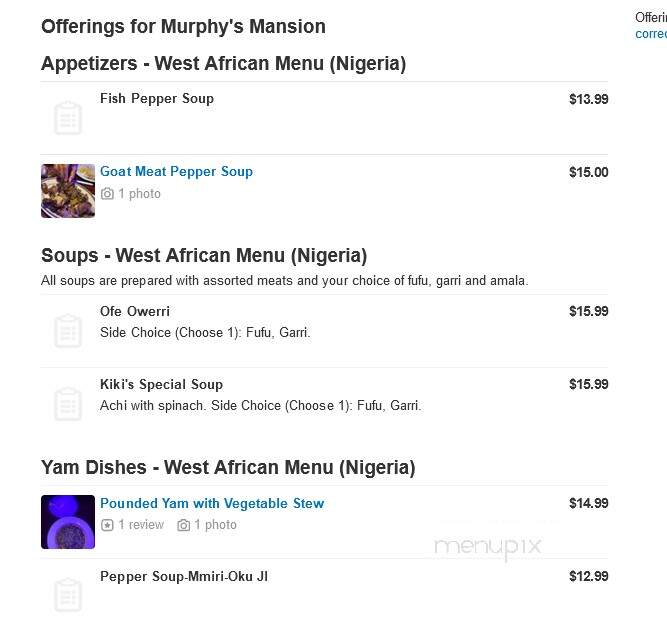Murphy's Mansion - Dallas, TX menu_pic
