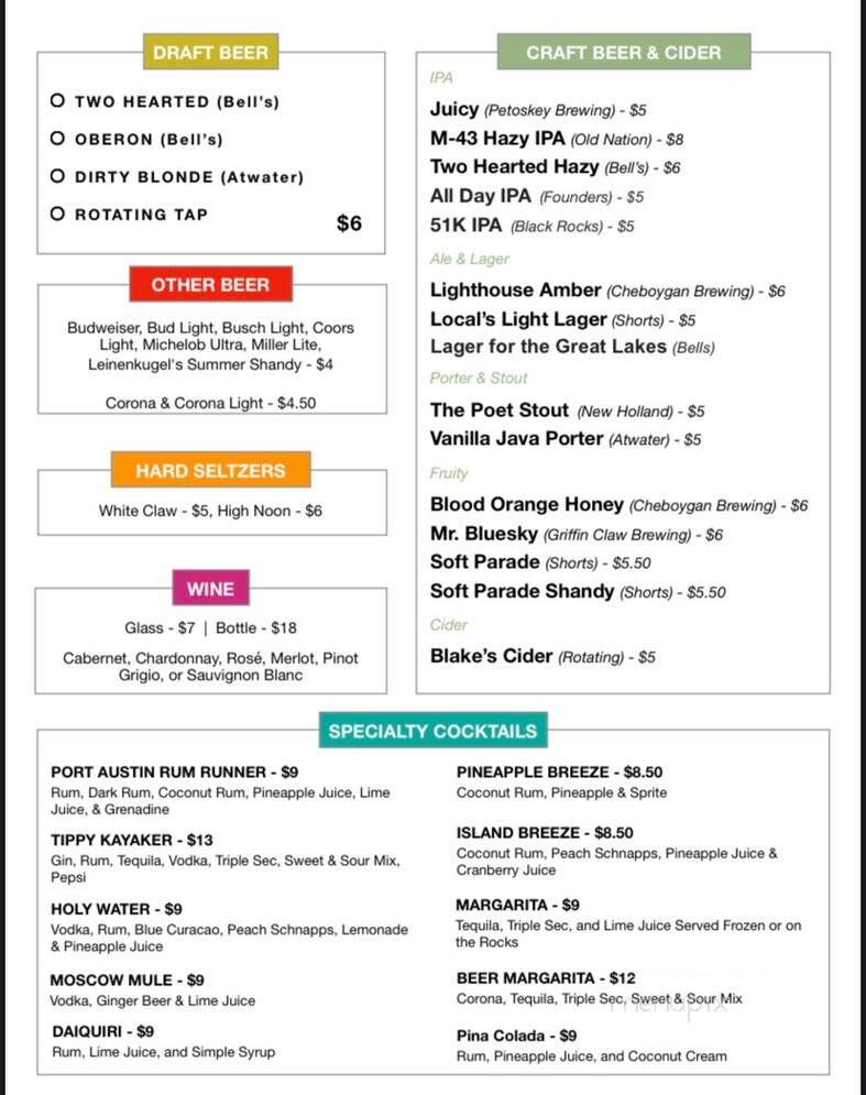 Pak's Backyard - Port Austin, MI menu_pic