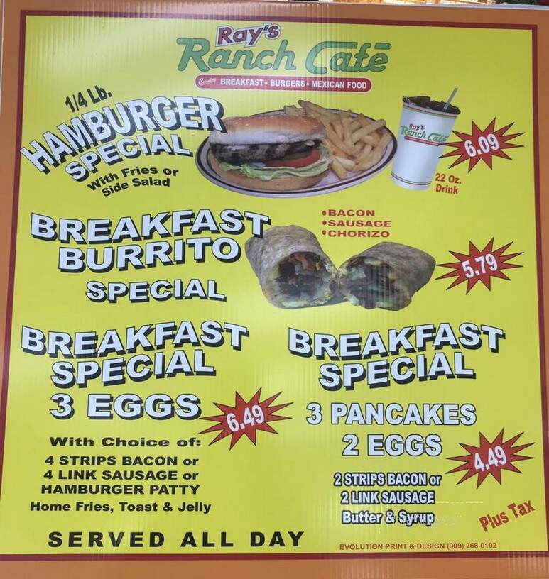 Ray's Ranch Cafe - Riverside, CA menu_pic