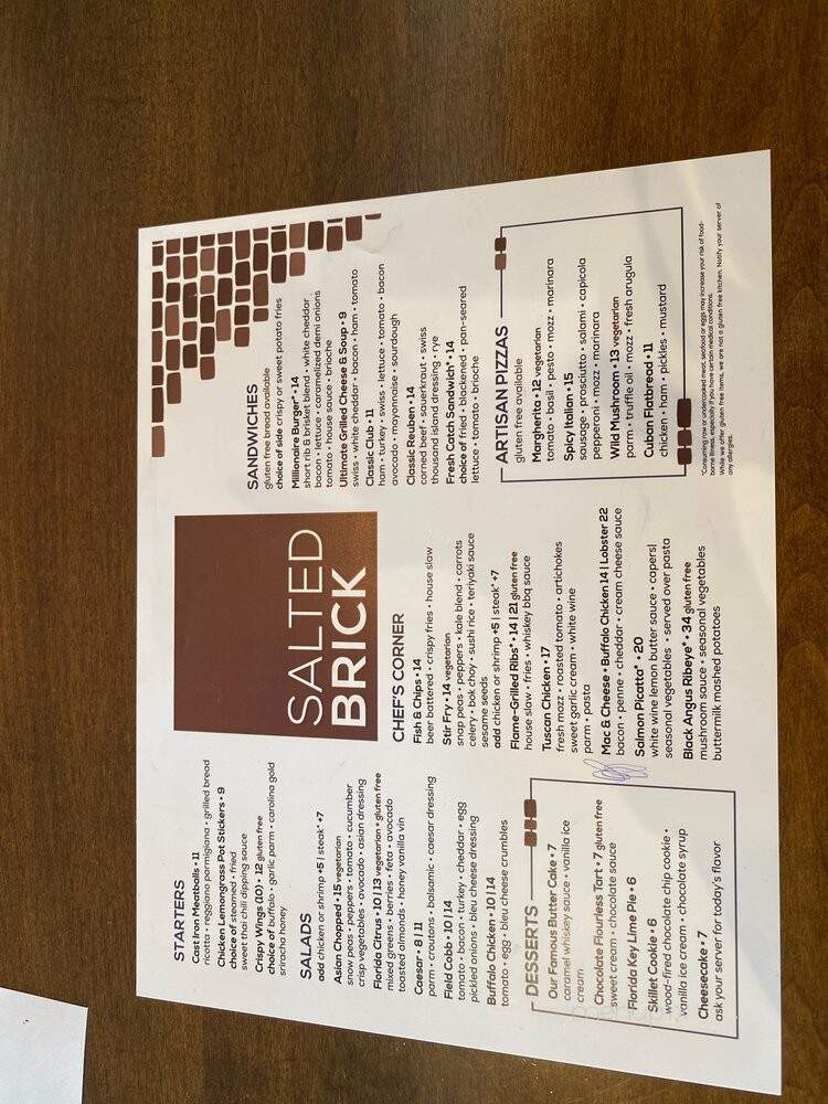 Salted Brick - Ocala, FL menu_pic