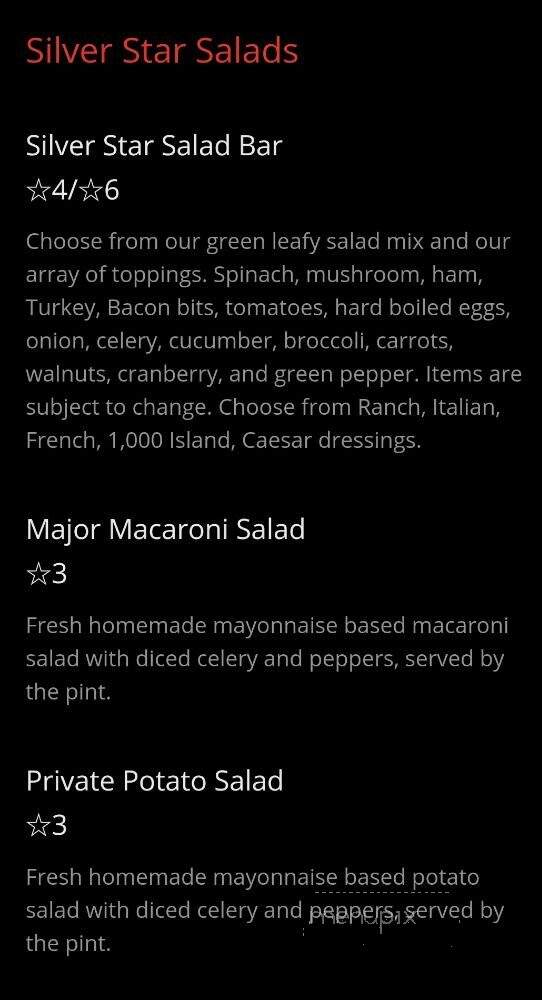 Silver Star Cafe - Grand Rapids, MI menu_pic