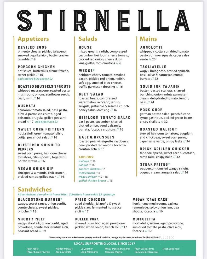 Stirnella Bar & Kitchen - Omaha, NE menu_pic