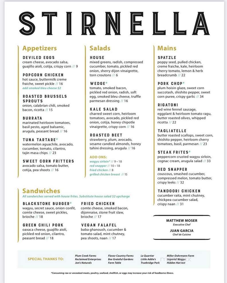 Stirnella Bar & Kitchen - Omaha, NE menu_pic