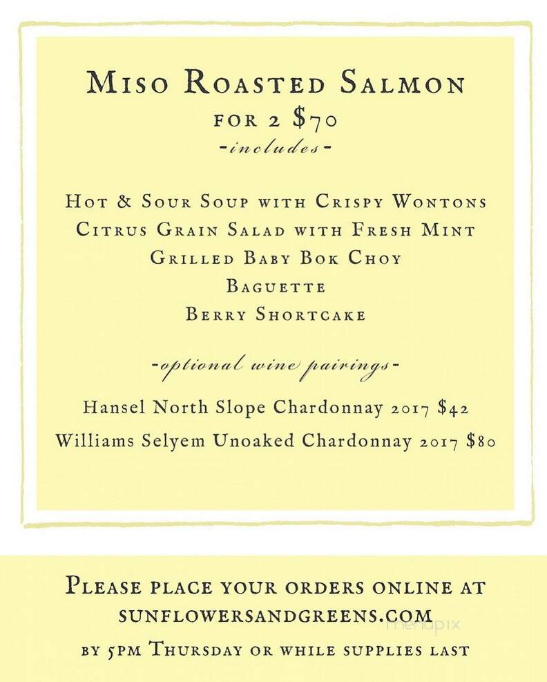 Sunflowers & Greens - Easton, MD menu_pic