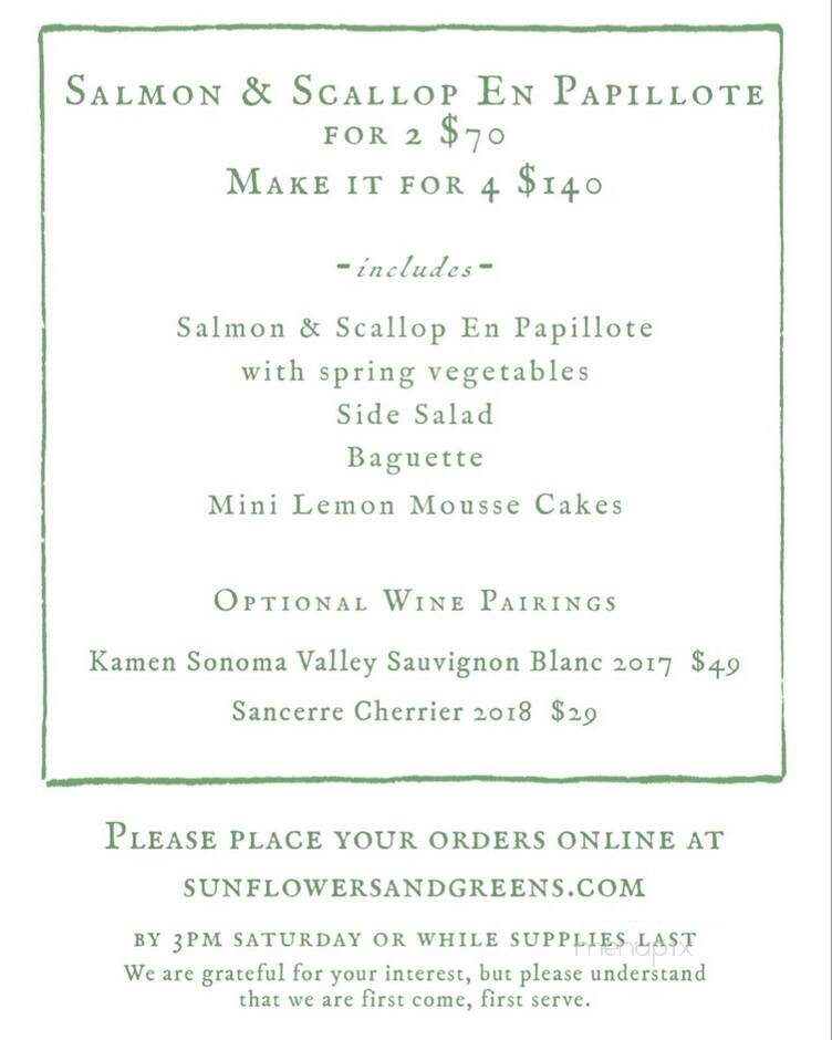 Sunflowers & Greens - Easton, MD menu_pic