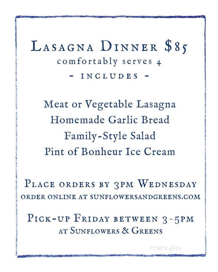 Sunflowers & Greens - Easton, MD menu_pic