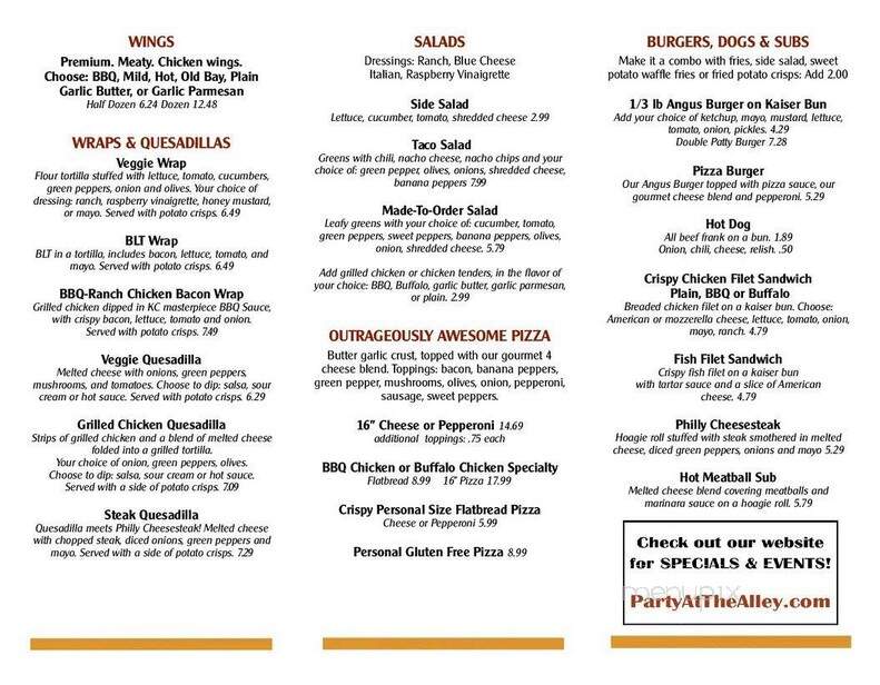 The Alley - Oakland, MD menu_pic