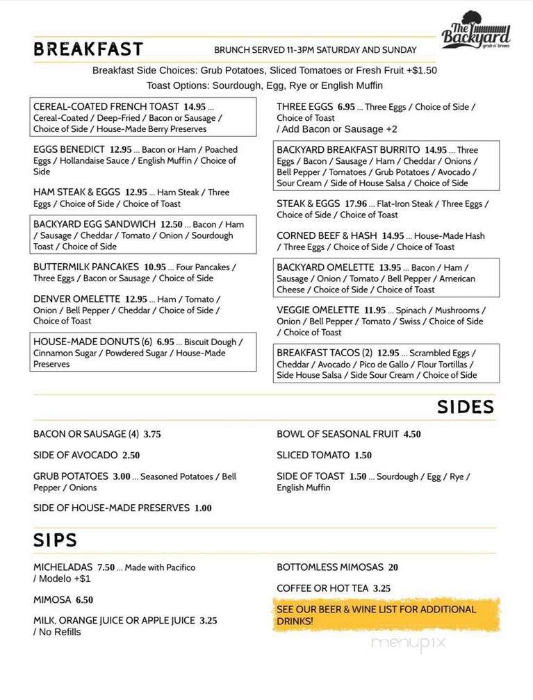 The Backyard Grub n' Brews - Santa Clarita, CA menu_pic