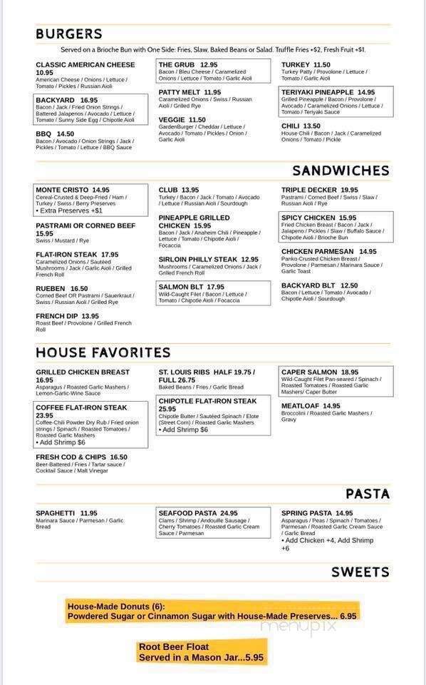 The Backyard Grub n' Brews - Santa Clarita, CA menu_pic
