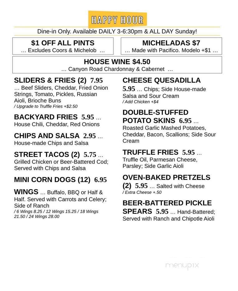 The Backyard Grub n' Brews - Santa Clarita, CA menu_pic