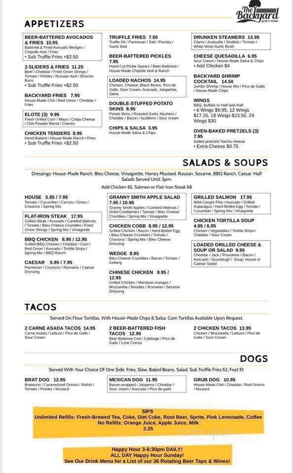 The Backyard Grub n' Brews - Santa Clarita, CA menu_pic