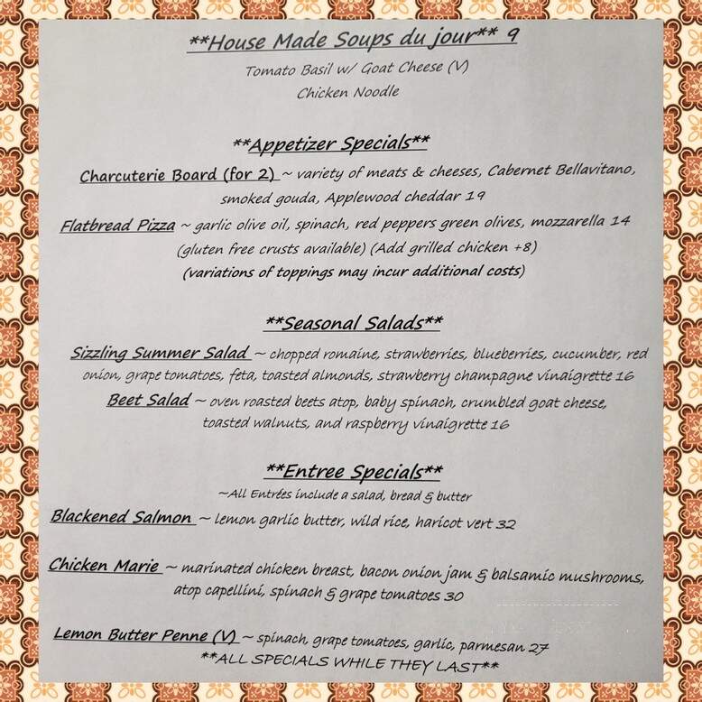 The Bistro On Sterling - Flossmoor, IL menu_pic