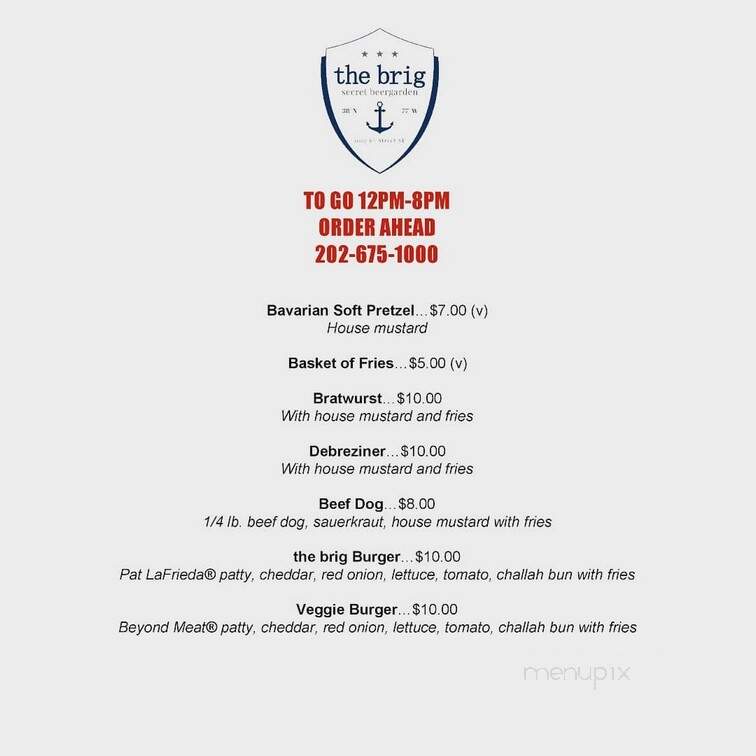 The Brig Beergarden - Washington, DC menu_pic