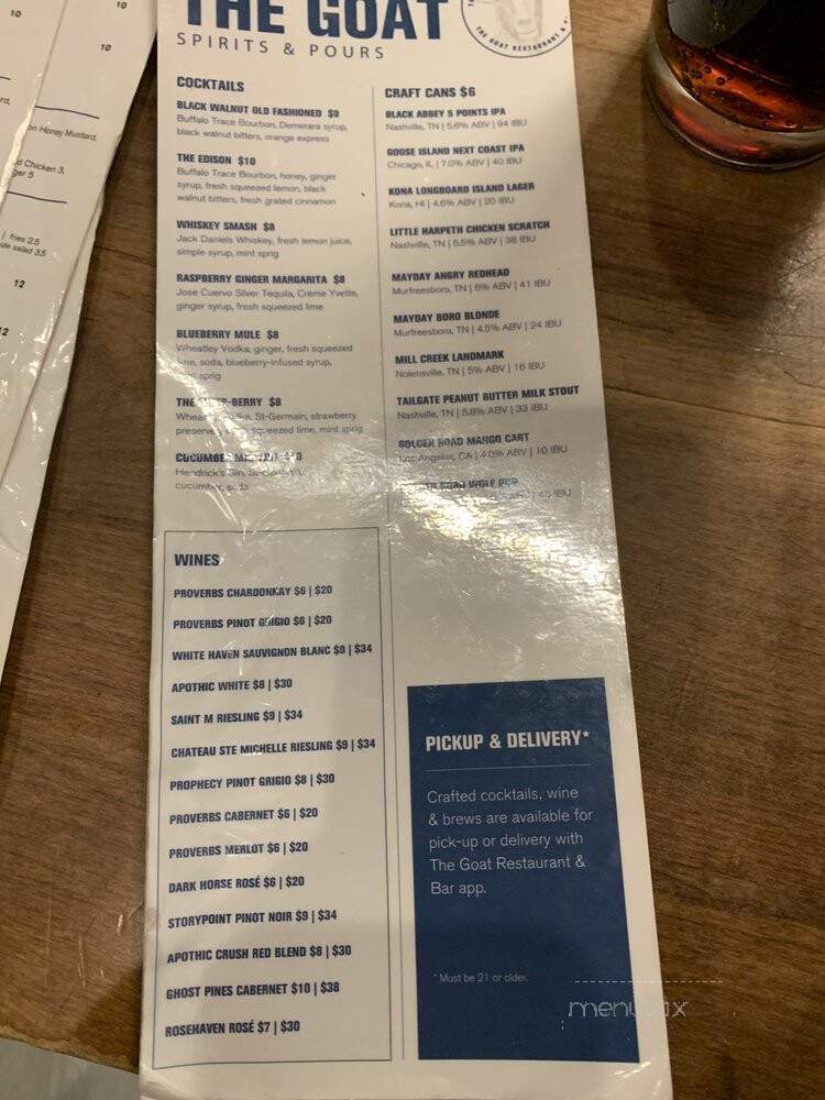 The Goat - Mount Juliet, TN menu_pic
