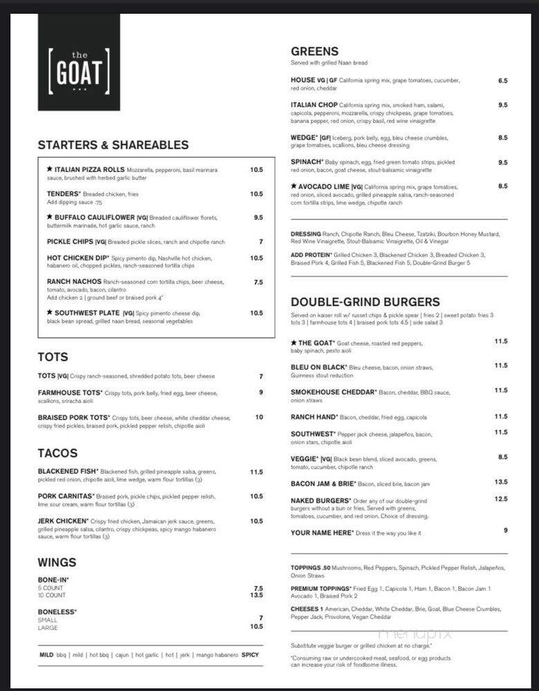 The Goat - Mount Juliet, TN menu_pic
